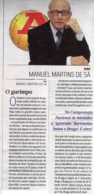Recorte do jornal A Bola